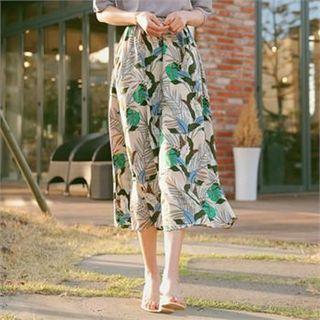 Tall Size Band-waist Printed Maxi Skirt
