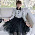 Set: Tweed Button Jacket + Sheer Midi Skirt