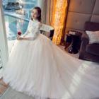 3/4 Sleeve Wedding Ball Gown With Train