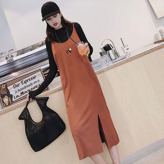 Slit-front Knit Jumper Dress