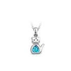 Chinese Zodiac Tiger Pendant With Blue Austrian Elements Crystal And Necklace