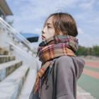 Plaid Fringed Scarf Green & Yellow - One Size