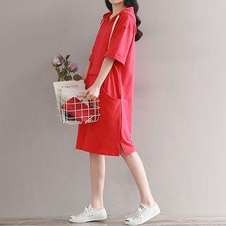 Short-sleeve Midi Hoodie Dress