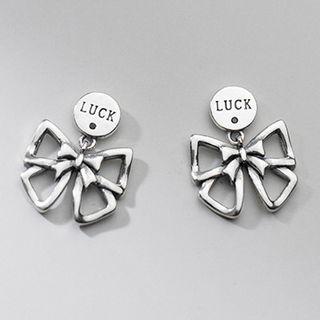 925 Sterling Silver Bow Drop Earring 1 Pair - Silver - One Size