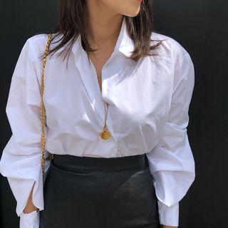 Cutout-detail Balloon-sleeve Blouse