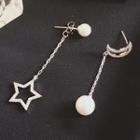 Rhinestone Moon & Star Non-matching Earrings