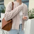 Cable Knit Buttoned Cardigan As Shown In Figure - One Size