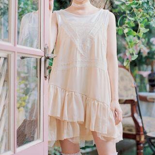Sleeveless Lace-panel Mini A-line Dress