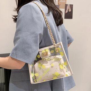 Lemon Print Pvc Shoulder Bag
