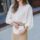 Puff-sleeve Dip-back Blouse