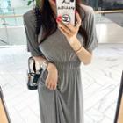 Short-sleeve Open-back Maxi A-line T-shirt Dress