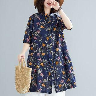 Ethnic Floral Short-sleeve Top
