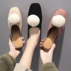 Square-toe Furry Ball Accent Mules
