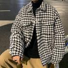 Houndstooth Button-up Padded Jacket