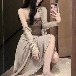 Tube Top / A-line Skirt / Cardigan