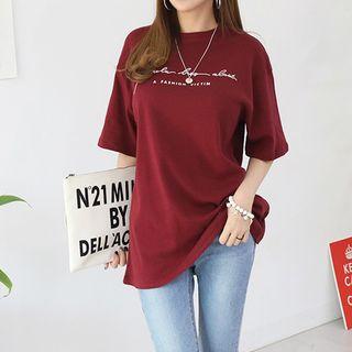 Letter Print Boxy-fit Long T-shirt