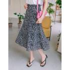 Flared Floral Midi Chiffon Skirt