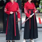Couple Matching Hanfu Set: Long-sleeve Top + Maxi Skirt