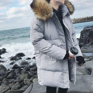 Furry Trim Plain Padded Coat