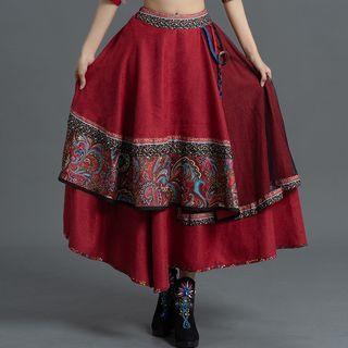 Asymmetrical Corduroy Layered Skirt