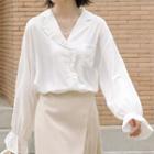 Bell-sleeve Blouse Off-white - One Size