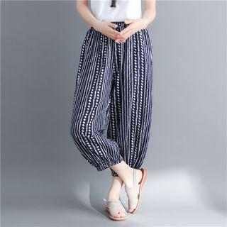 Patterned Loose Fit Cropped Pants