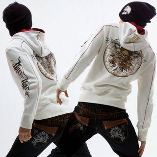 Skull-printed Piped Zip-detail Hoodie Xl