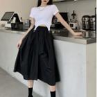 Short-sleeve Irregular Crop Top White - One Size