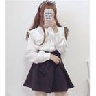 Long-sleeve Frill-trim Top / A-line Mini Skirt