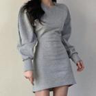 Cutout Sweatshirt Dress Gray - One Size