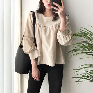 Shirred-trim A-line Top