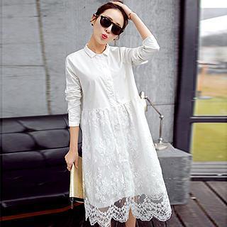 Lace Panel Shirtdress