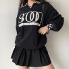 Chessboard Panel Lapel Sweatshirt Black - One Size