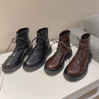 Block Heel Platform Lace-up Boots