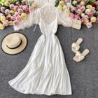 Tie-strap Slim-cut Plain Maxi Dress