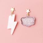 Non-matching 925 Sterling Silver Lightning Cloud Dangle Earring 1 Pair - As Shown In Figure - One Size
