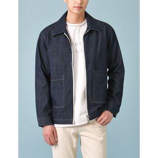 Stitched Zip-up Denim Jacket