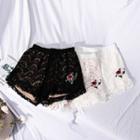 Embroidered Lace Panel Shorts