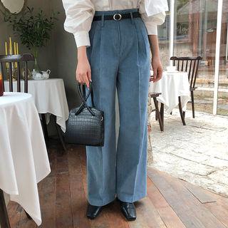 Pintuck-trim Corduroy Pants