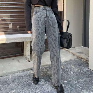 Python Print Wide-leg Jeans