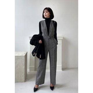 Sleeveless Herringbone Jumpsuit