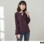 Lace-up Bell Sleeve Top