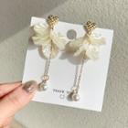 Floral Earring 1 Pair - Earrings - Floral & Love Heart - White - One Size