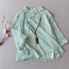 3/4-sleeve Lace Frog-button Blouse