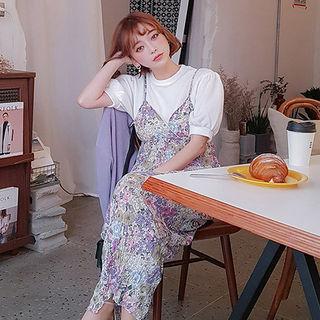 Spaghetti-strap Floral Chiffon Empire Dress