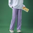 Lettering Embossed Straight Leg Pants