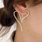 Rhinestone Alloy Heart Earring 1 Pair - 925 Silver - One Size