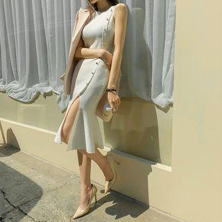 Button-through Knit Mermaid Dress