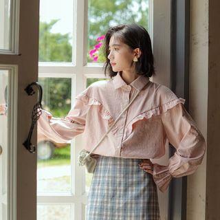 Ruffle Trim Shirt Pink - One Size