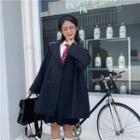 Sailor Collar Double-breasted Coat / Plain Shirt With Necktie